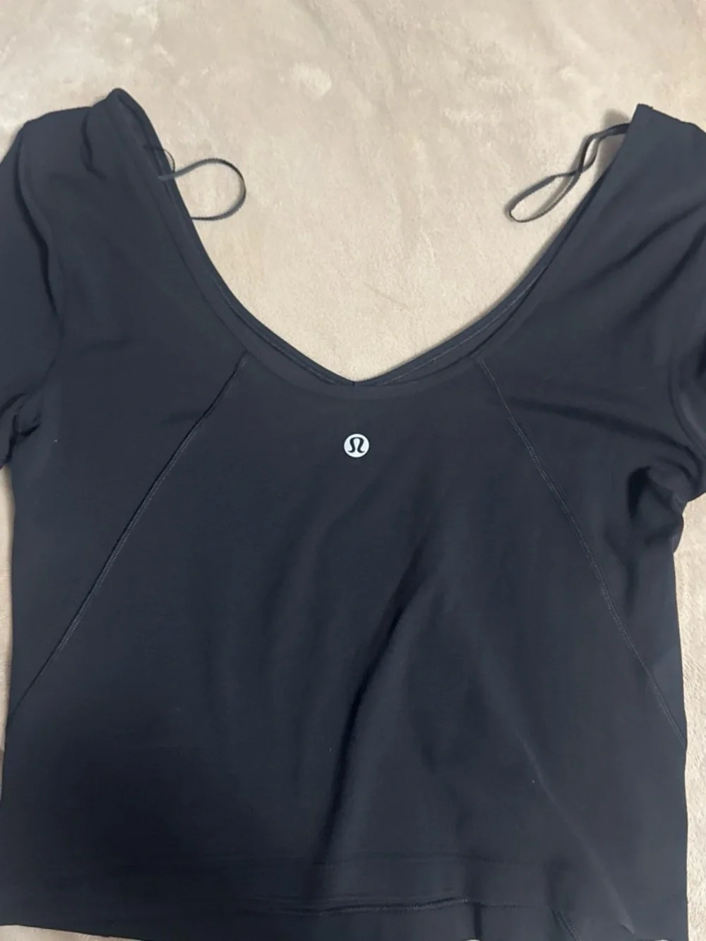 lululemon athletica Black Scoop Neck Short Sleeve Top